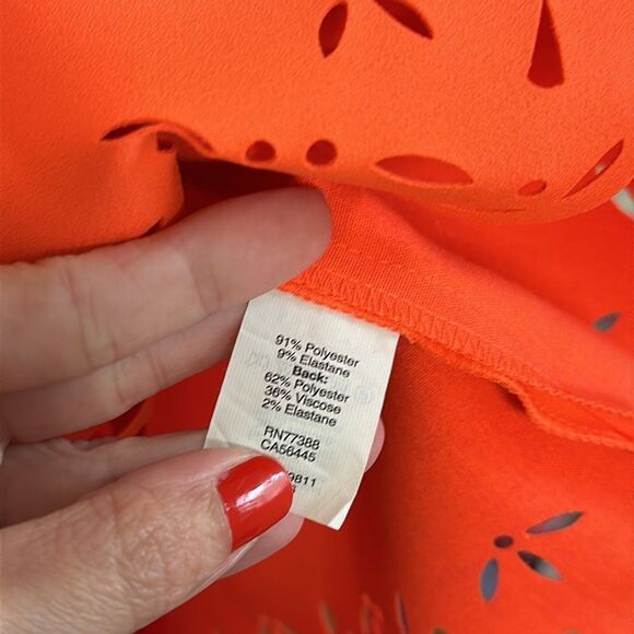 NWOT J. Crew Neon Orange Shift dress with cut out design - Picture 5 of 6